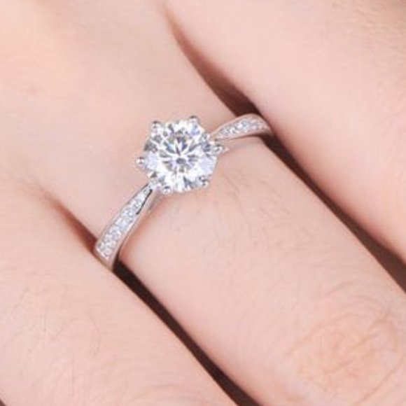 1 Carat Moissanite Solitaire Ring with 925 Sterling Silver Band D-VVS1 - Picture 8 of 9